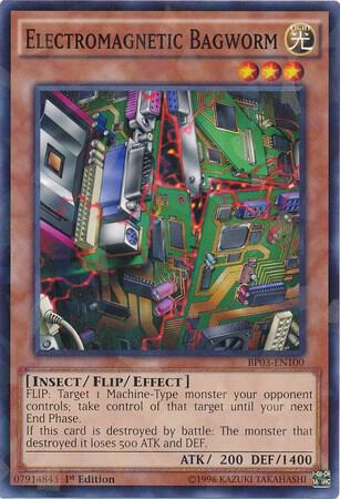 Electromagnetic Bagworm (Shatterfoil) BP03-EN100 card from Battle Pack 3: Monster League