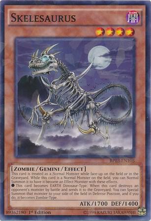 Skelesaurus (Shatterfoil) BP03-EN108 card from Battle Pack 3: Monster League