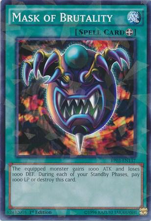 Mask of Brutality (Shatterfoil) BP03-EN137 card from Battle Pack 3: Monster League