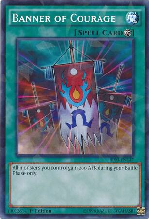 Banner of Courage (Shatterfoil) BP03-EN147 card from Battle Pack 3: Monster League