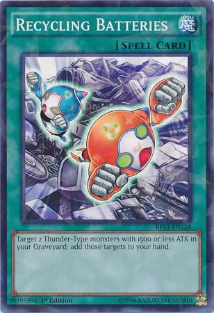 Recycling Batteries (Shatterfoil) BP03-EN158 card from Battle Pack 3: Monster League