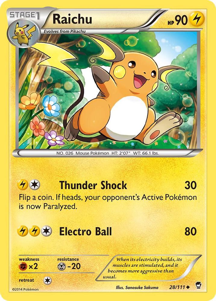 Raichu 28/111 card from XY - Furious Fists