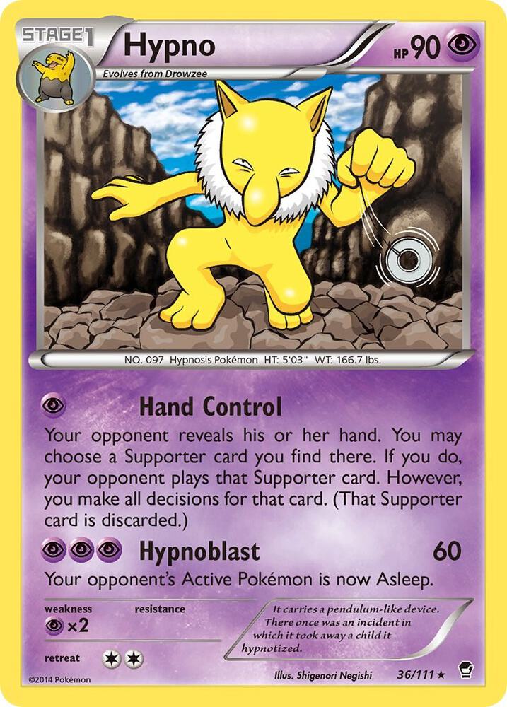Hypno 36/111 card from XY - Furious Fists