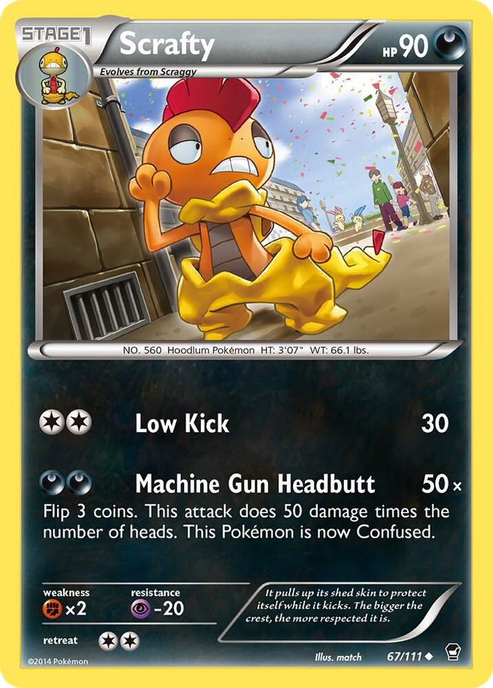 Scrafty 67/111 card from XY - Furious Fists