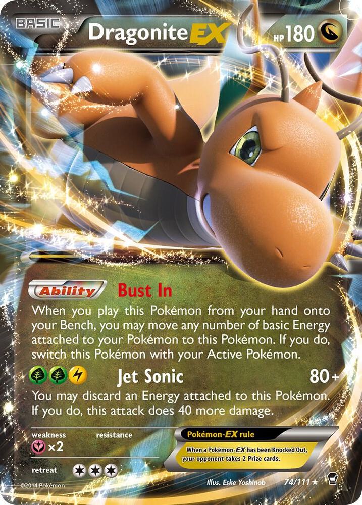 Dragonite EX 74/111 card from XY - Furious Fists