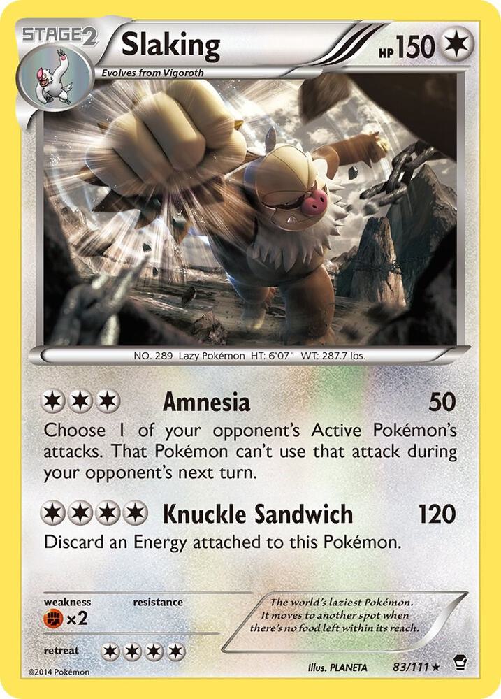 Slaking 83/111 card from XY - Furious Fists