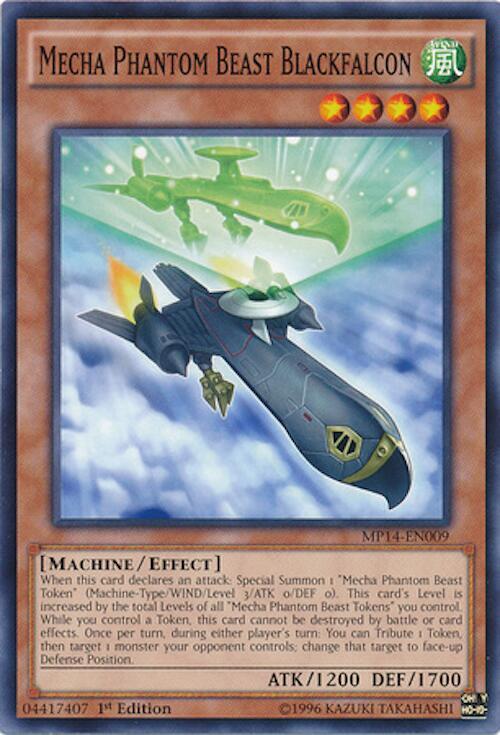 Mecha Phantom Beast Blackfalcon MP14-EN009 card from 2014 Mega-Tins Mega Pack
