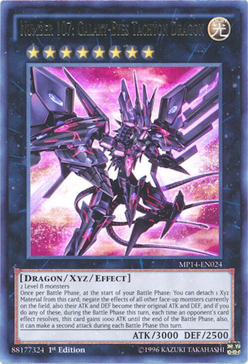 Number 107: Galaxy-Eyes Tachyon Dragon MP14-EN024 card from 2014 Mega-Tins Mega Pack