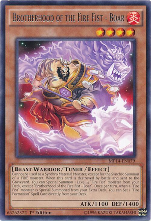 Brotherhood of the Fire Fist - Boar MP14-EN079 card from 2014 Mega-Tins Mega Pack