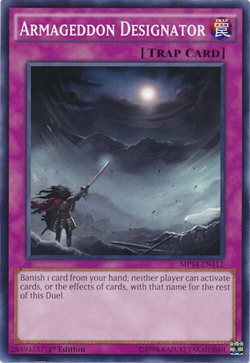 Armageddon Designator MP14-EN112 card from 2014 Mega-Tins Mega Pack