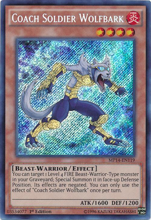 Coach Soldier Wolfbark MP14-EN119 card from 2014 Mega-Tins Mega Pack