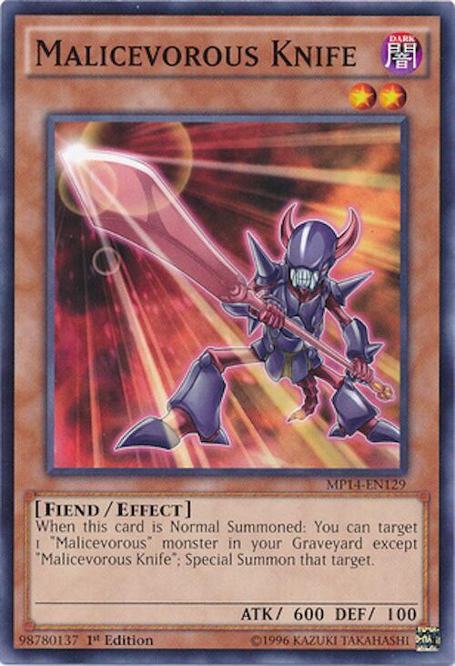 Malicevorous Knife MP14-EN129 card from 2014 Mega-Tins Mega Pack