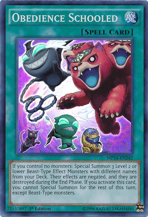 Obedience Schooled MP14-EN242 card from 2014 Mega-Tins Mega Pack