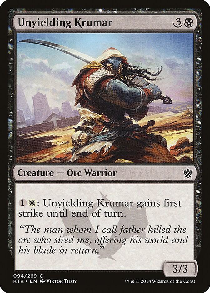 Unyielding Krumar 94 card from Khans of Tarkir