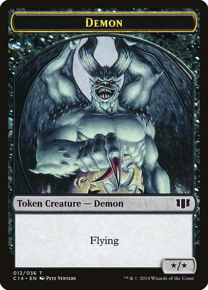 Demon (012) // Zombie Double-Sided Token 12 // 16 card from Commander 2014