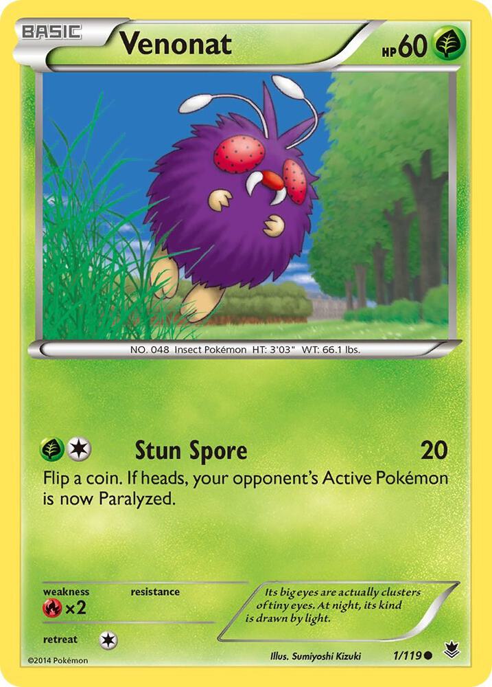 Venonat 1/119 card from XY - Phantom Forces