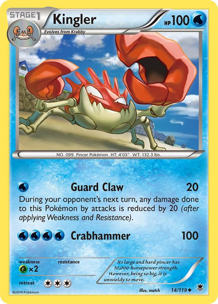Kingler 14/119 card from XY - Phantom Forces