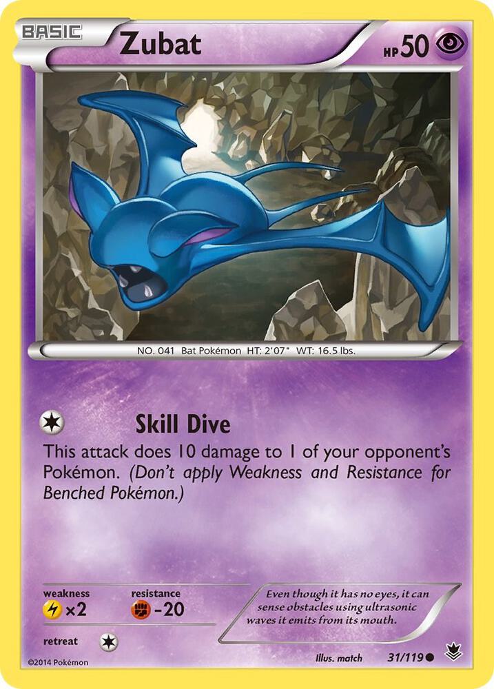 Zubat 31/119 card from XY - Phantom Forces