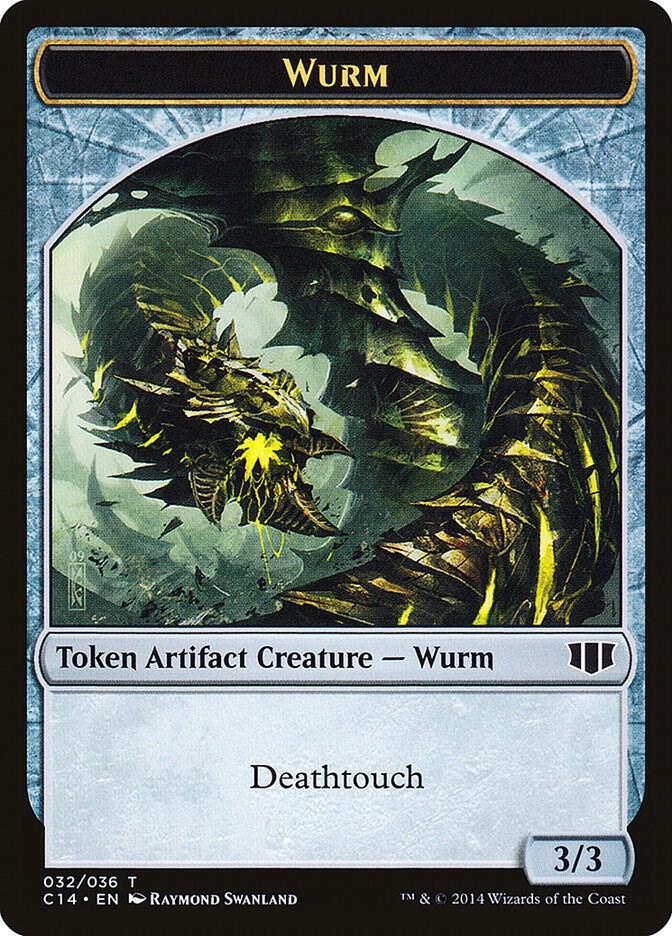 Wurm (032) // Goat Double-sided Token 32 // 3 card from Commander 2014
