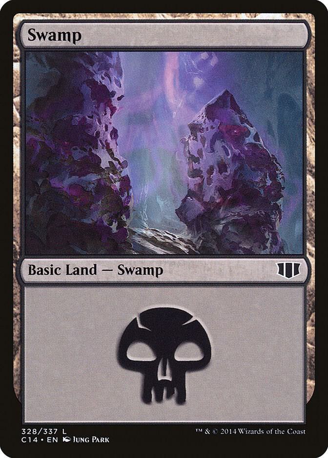 Swamp 328 card from Commander 2014