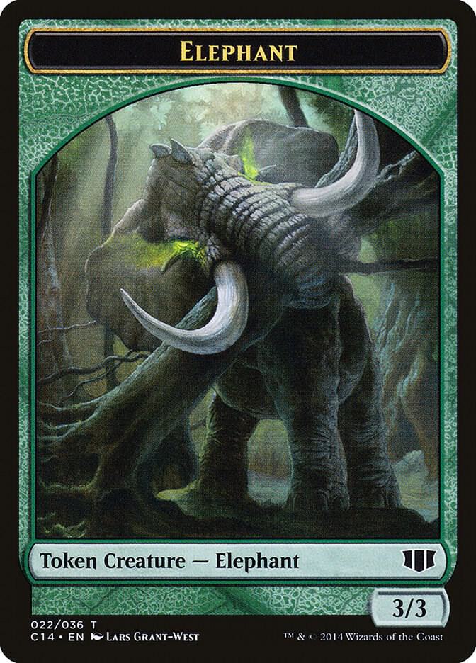 Elephant // Elf Warrior Double-Sided Token 22 // 24 card from Commander 2014