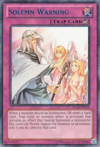 Solemn Warning (Blue) DL18-EN019 card from Duelist League Promo
