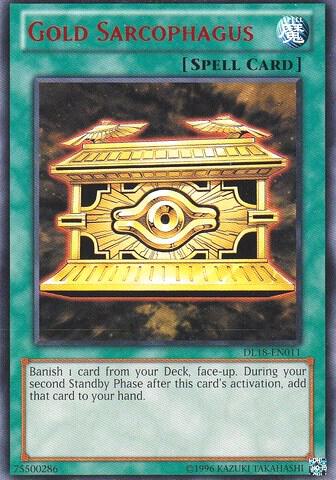 Gold Sarcophagus (Red) DL18-EN011 card from Duelist League Promo