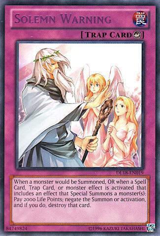 Solemn Warning (Purple) DL18-EN019 card from Duelist League Promo