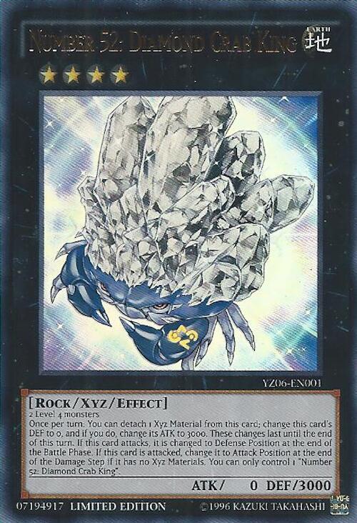Number 52: Diamond Crab King YZ06-EN001 card from Yu-Gi-Oh! ZEXAL Manga Promotional Cards