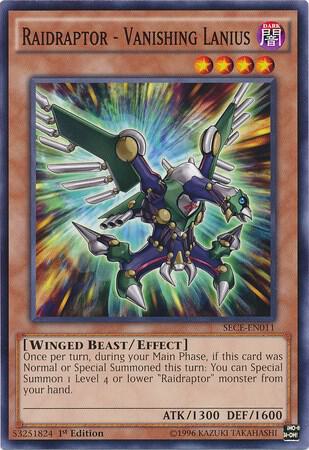 Raidraptor - Vanishing Lanius SECE-EN011 card from Secrets of Eternity
