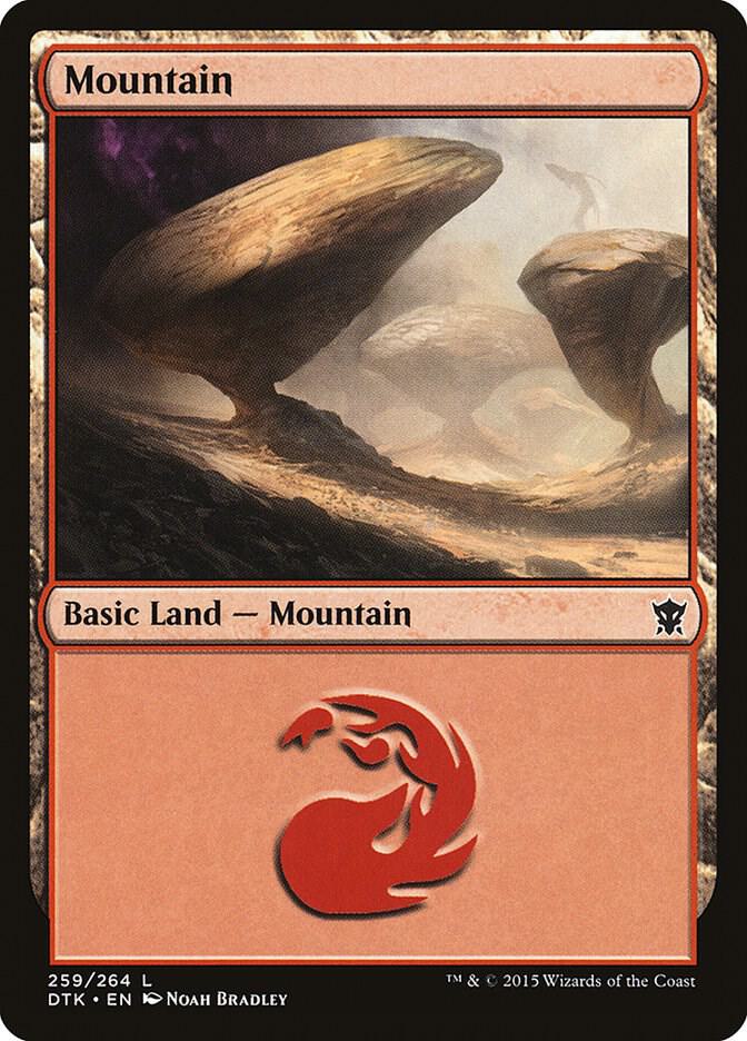 Mountain 259 card from Dragons of Tarkir
