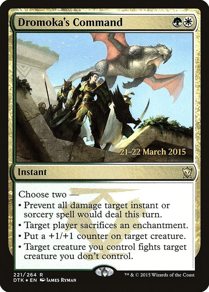Dromoka's Command 221 card from Prerelease Cards