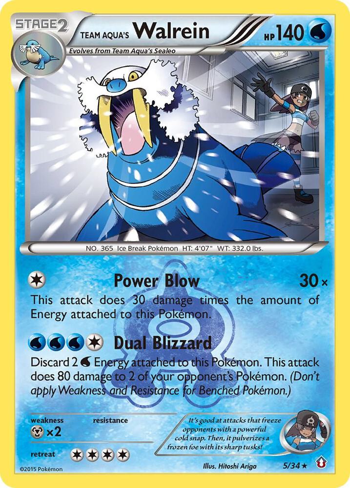 Team Aqua's Walrein 5/34 card from Double Crisis