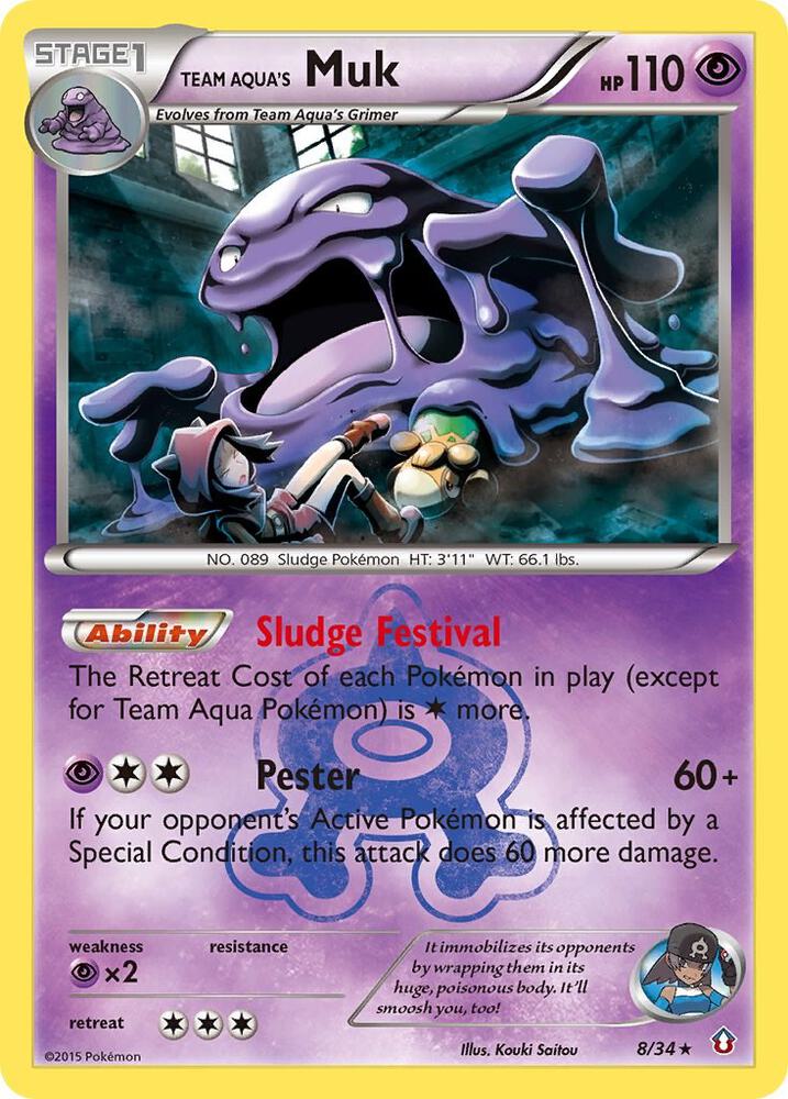 Team Aqua's Muk 8/34 card from Double Crisis