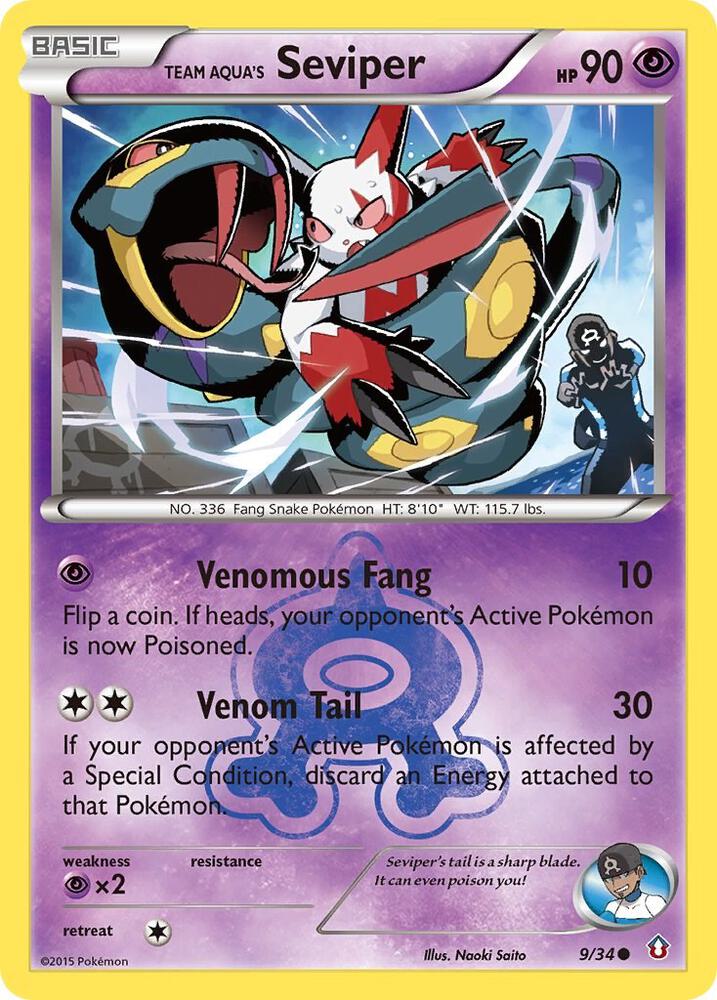 Team Aqua's Seviper 9/34 card from Double Crisis