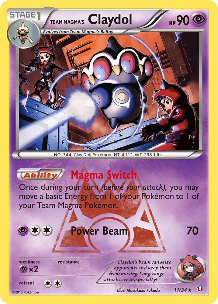 Team Magma's Claydol 11/34 card from Double Crisis