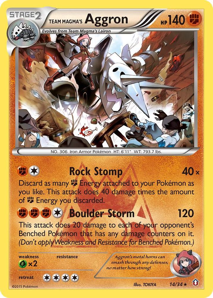 Team Magma's Aggron 14/34 card from Double Crisis