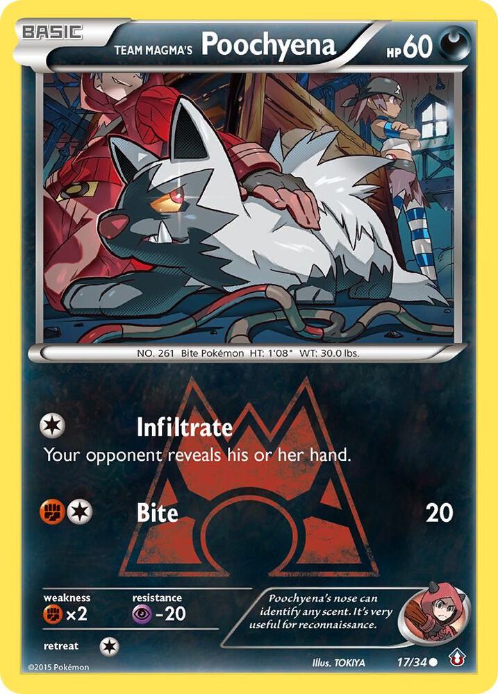 Team Magma's Poochyena 17/34 card from Double Crisis