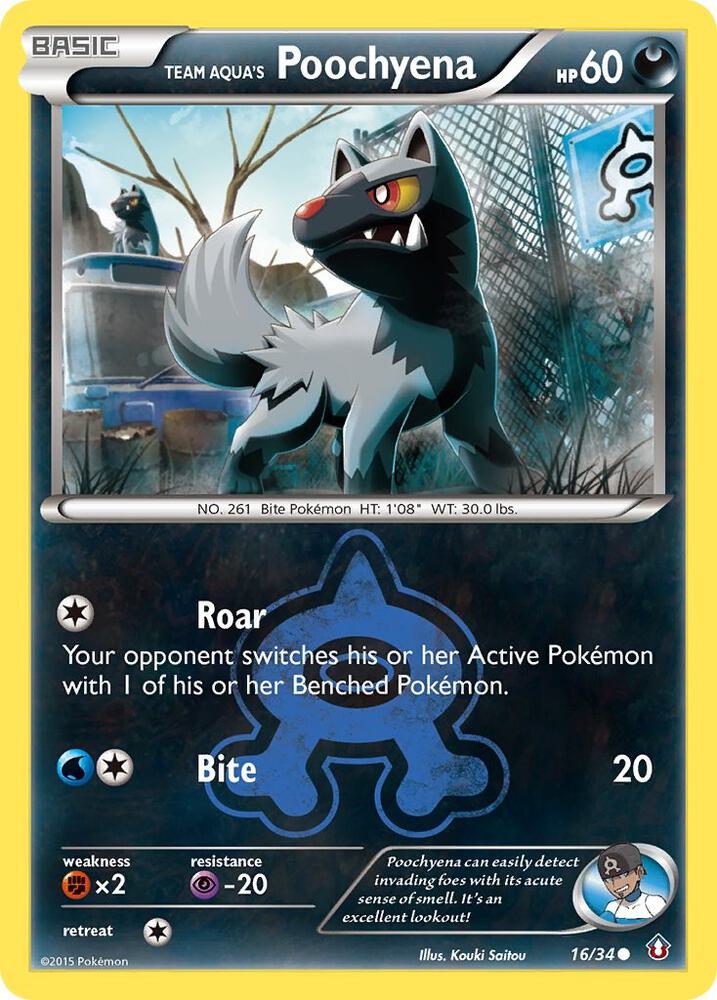 Team Aqua's Poochyena 16/34 card from Double Crisis