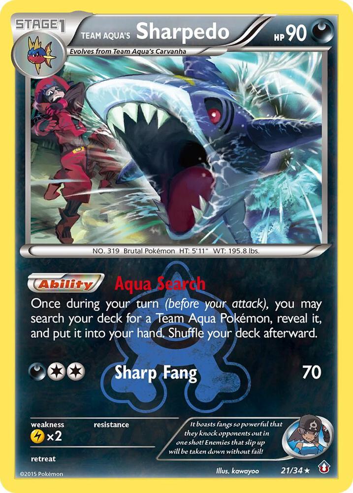 Team Aqua's Sharpedo 21/34 card from Double Crisis