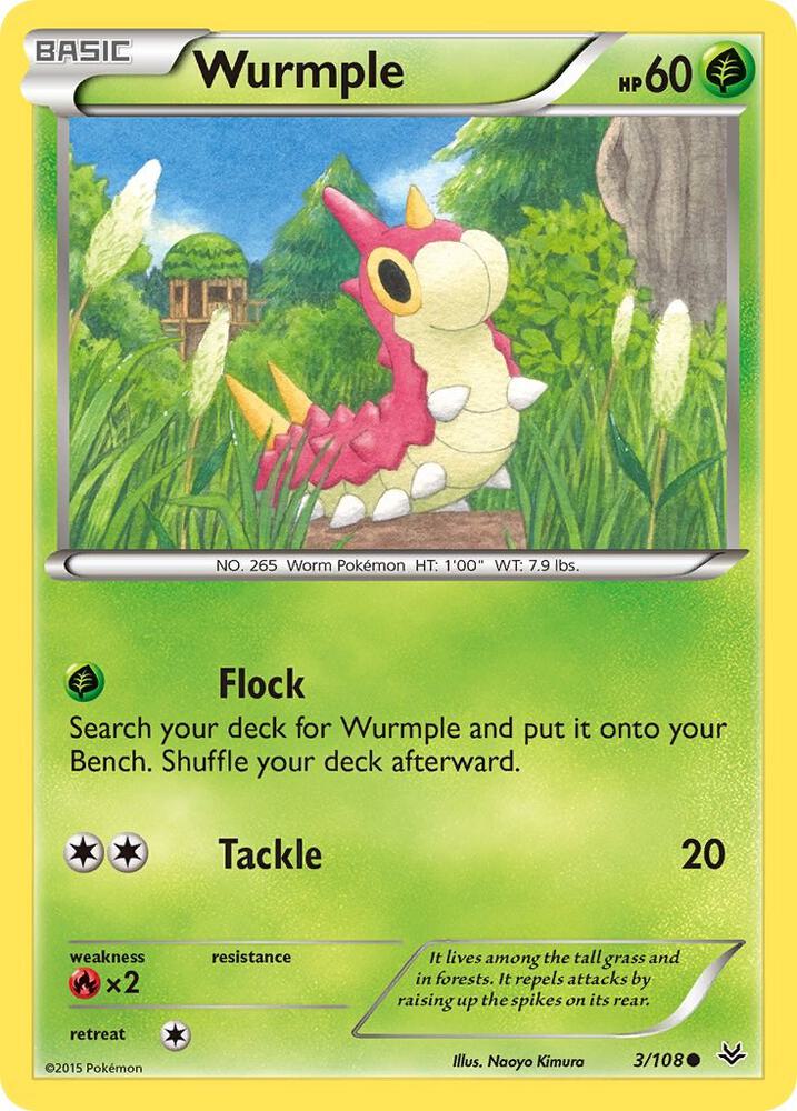 Wurmple 3/108 card from XY - Roaring Skies