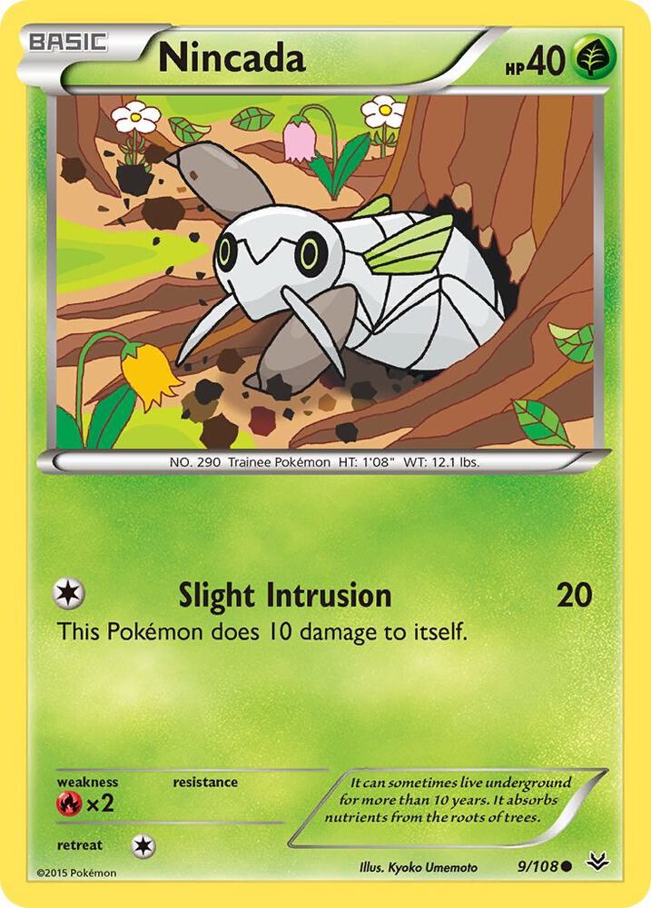 Nincada 9/108 card from XY - Roaring Skies