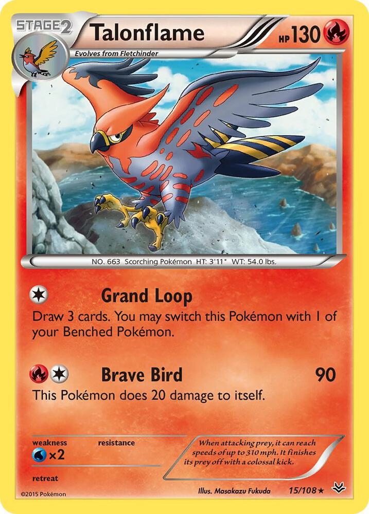 Talonflame 15/108 card from XY - Roaring Skies