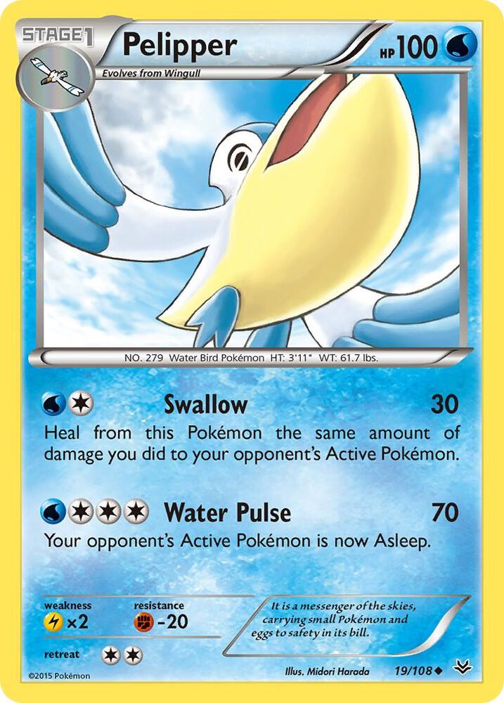 Pelipper 19/108 card from XY - Roaring Skies
