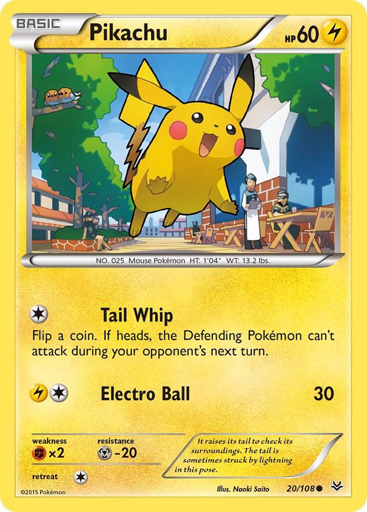 Pikachu 20/108 card from XY - Roaring Skies