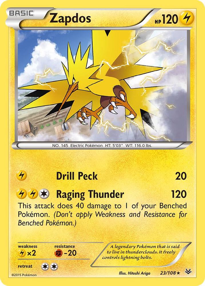 Zapdos 23/108 card from XY - Roaring Skies