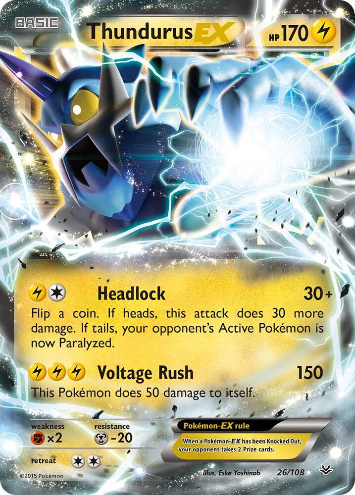 Thundurus EX 26/108 card from XY - Roaring Skies