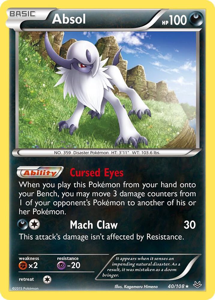 Absol 40/108 card from XY - Roaring Skies