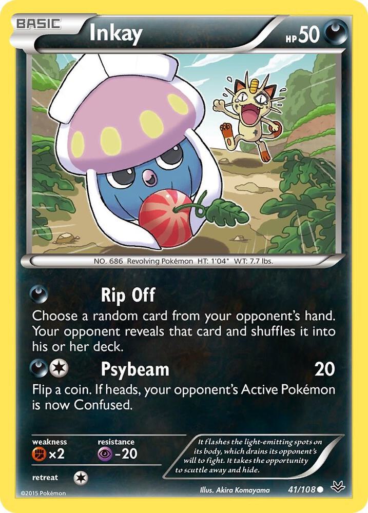 Inkay 41/108 card from XY - Roaring Skies
