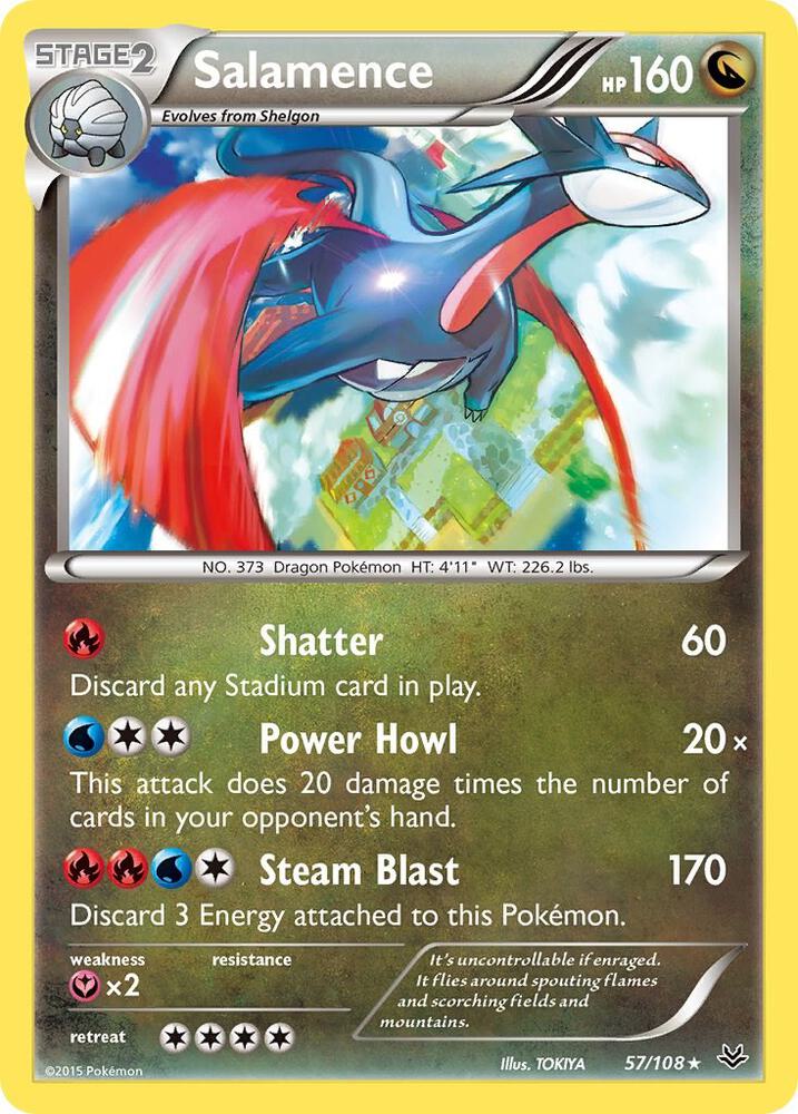 Salamence 57/108 card from XY - Roaring Skies